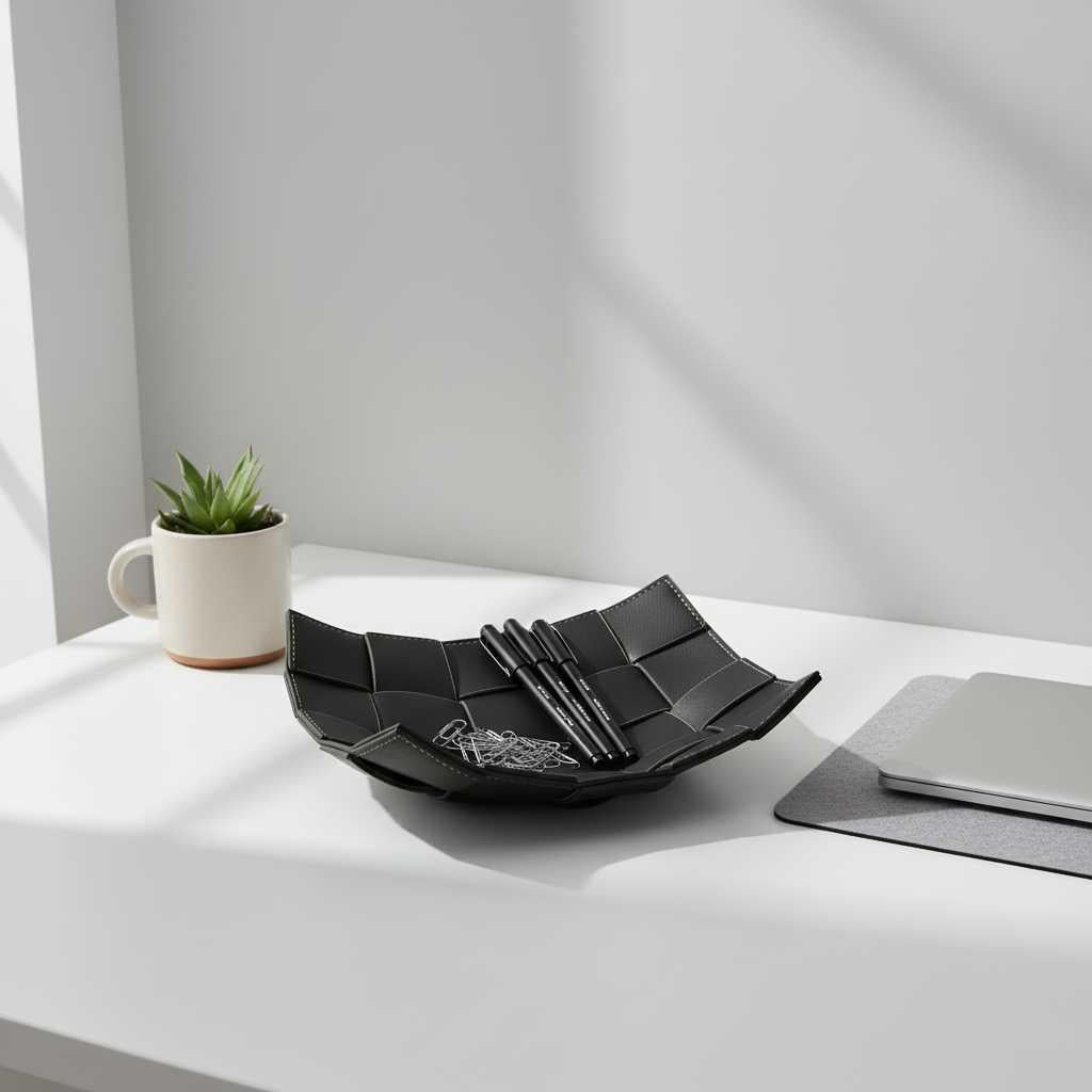 Elegante Opbergbak | Multifunctionele Sleutelkom van PU-leer
