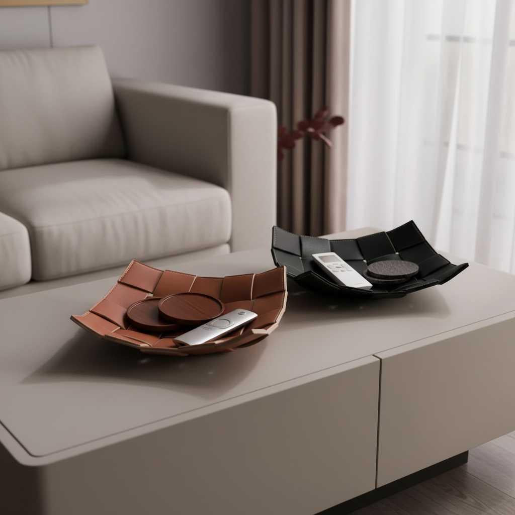 Elegante Opbergbak | Multifunctionele Sleutelkom van PU-leer