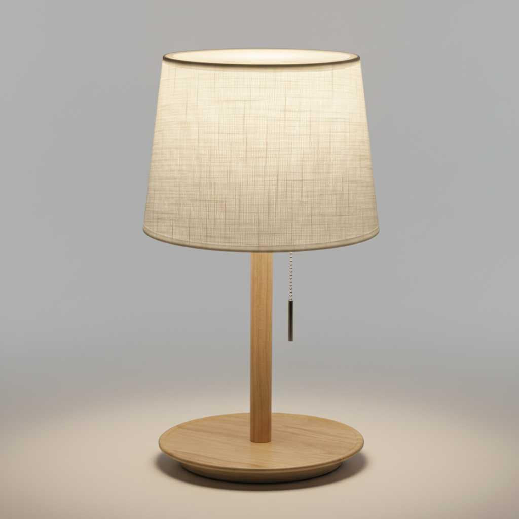 Gentle Glow | Scandinavische Hanglamp in Walnoot met Stoffen Kap