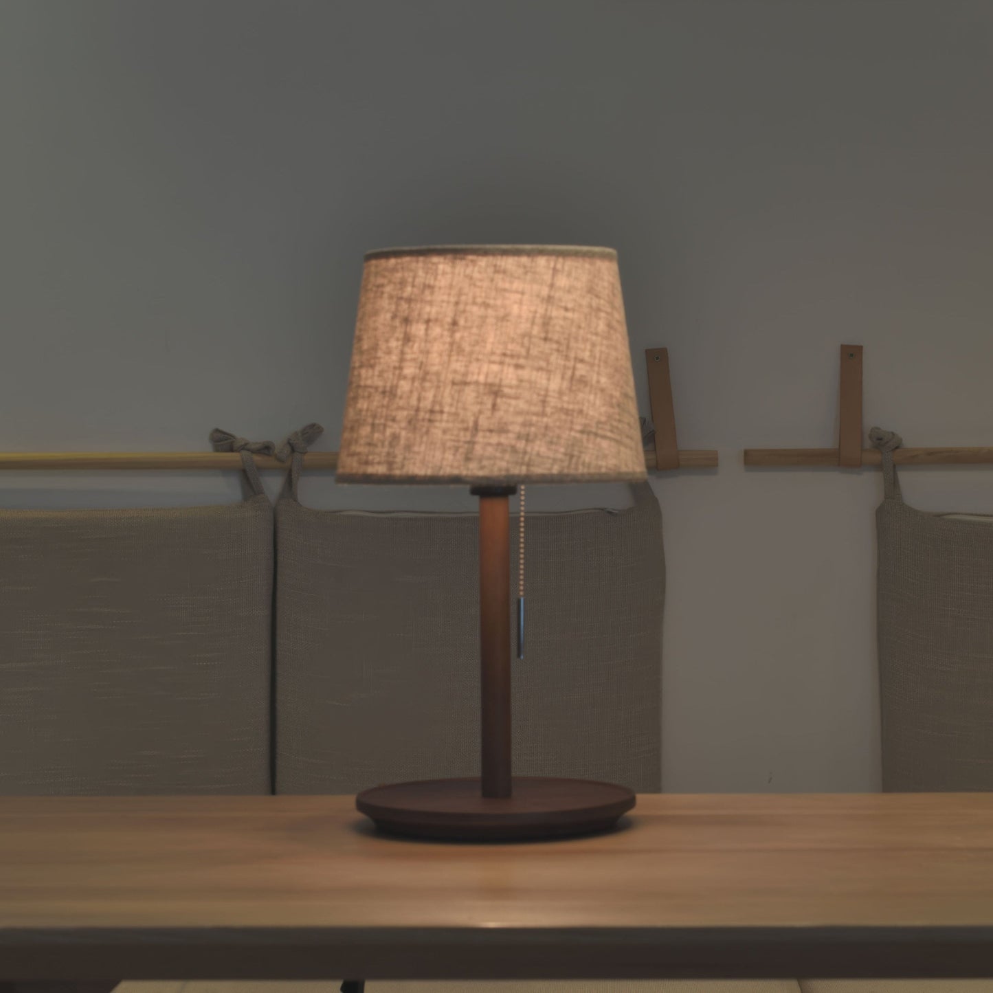 Gentle Glow | Scandinavische Hanglamp in Walnoot met Stoffen Kap 6