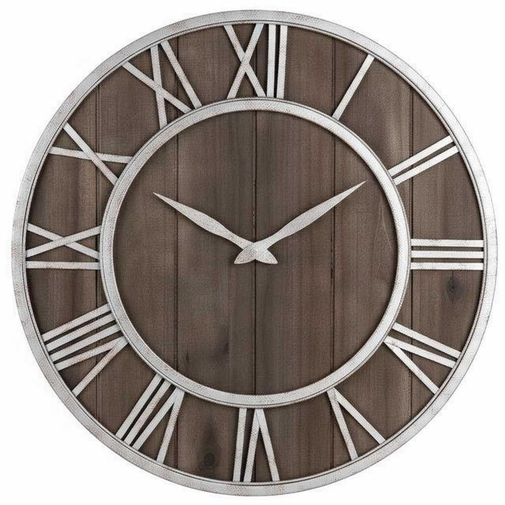 Industriele Wandklok Hout en Metaal | Grote Wandklok 40 cm