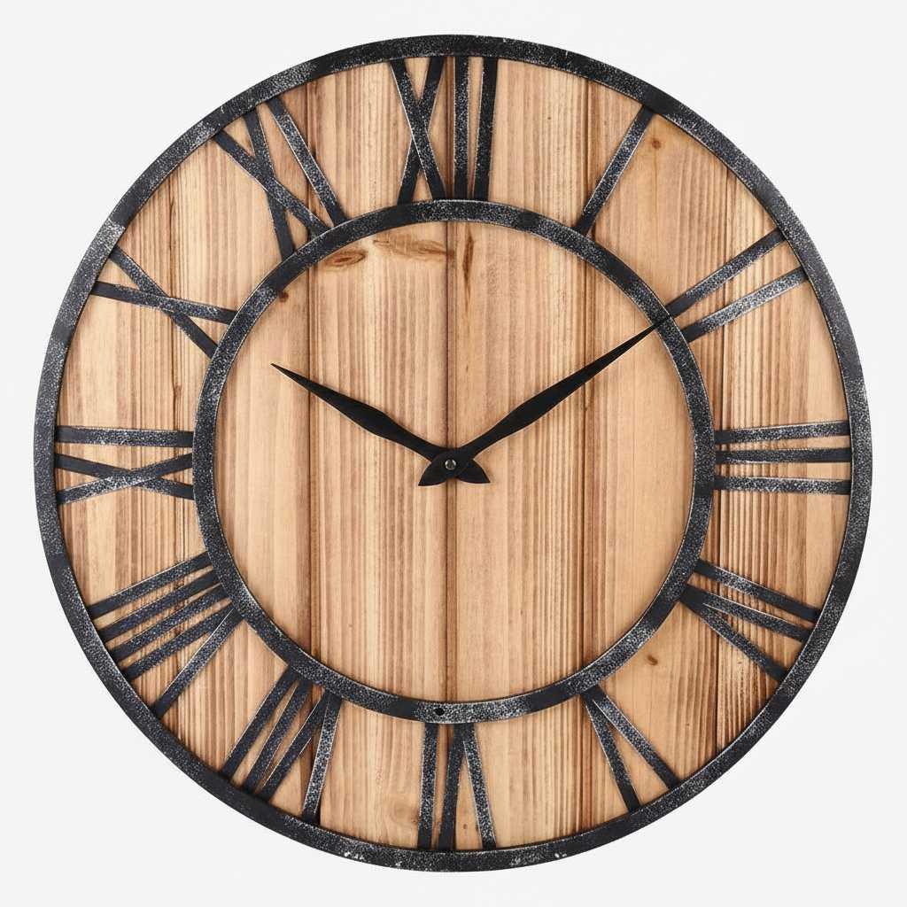 Industriele Wandklok Hout en Metaal | Grote Wandklok 40 cm