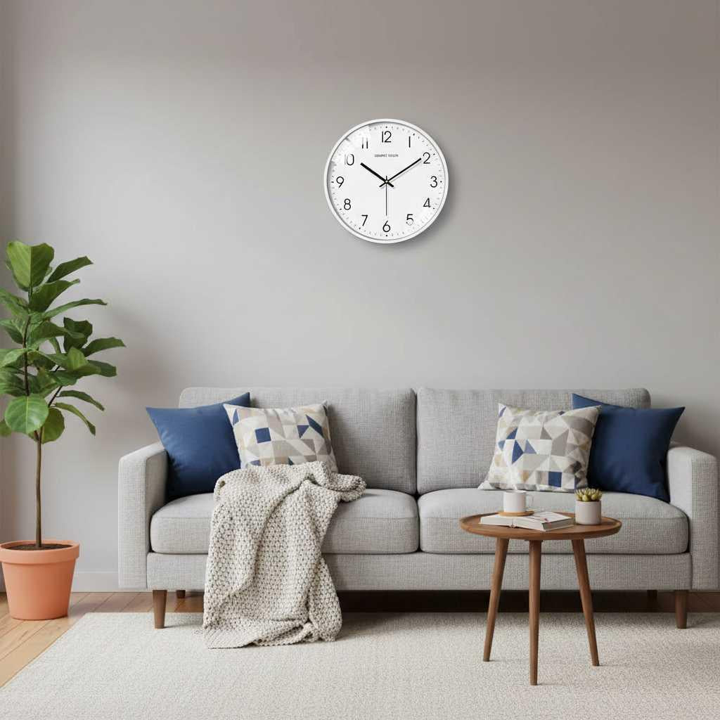 Moderne Witte Wandklok | Minimalistisch Design 30 cm