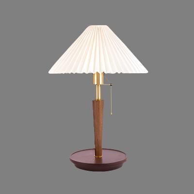 Vintage Geplooide Houten Tafellamp | Verlichting 0