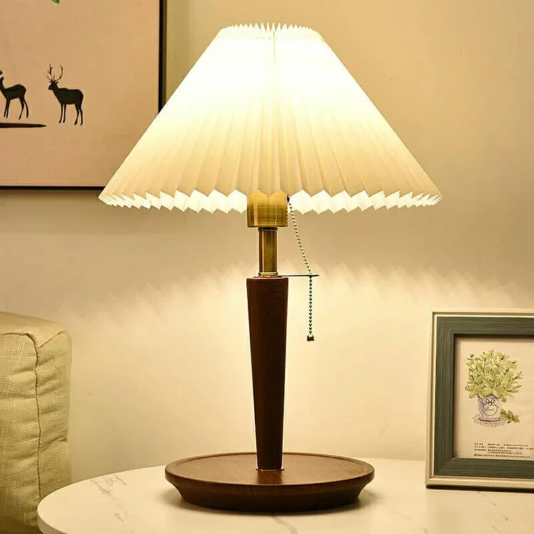 Vintage Geplooide Houten Tafellamp | Verlichting 1