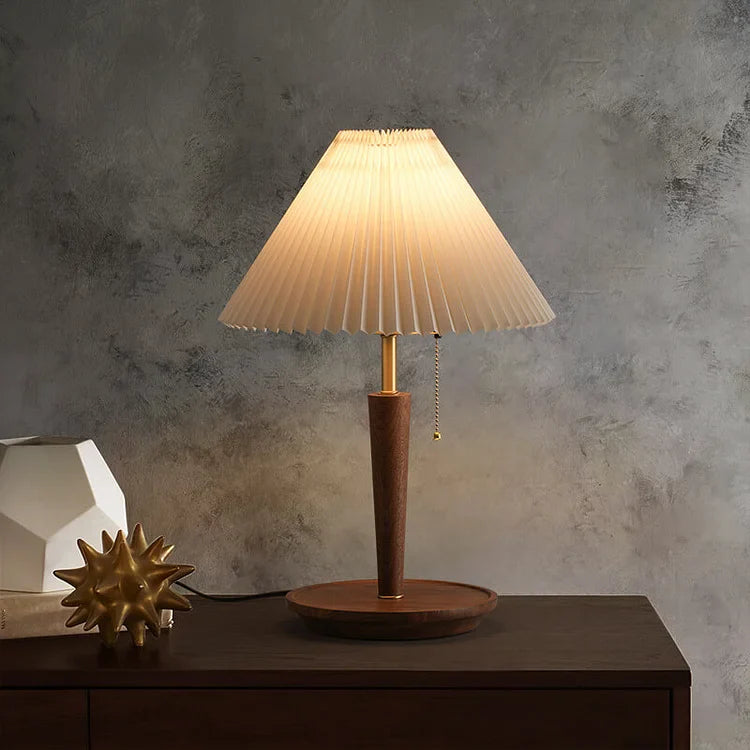 Vintage Geplooide Houten Tafellamp | Verlichting 2