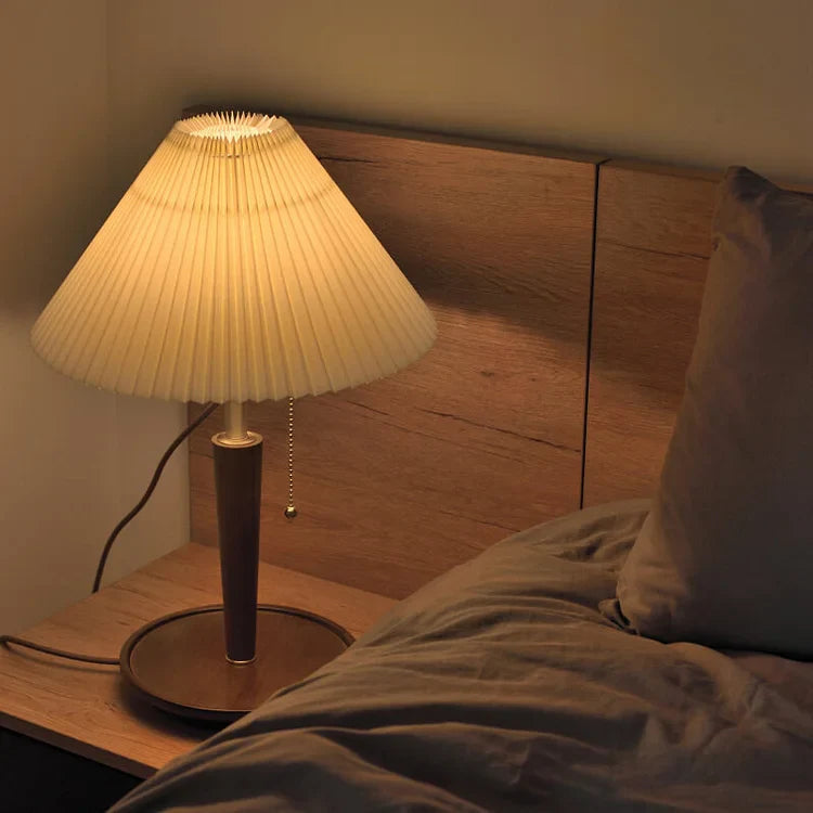 Vintage Geplooide Houten Tafellamp | Verlichting 4