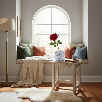 Witte Terrazzo Vaas | Keramische Designvaas voor Bloemen