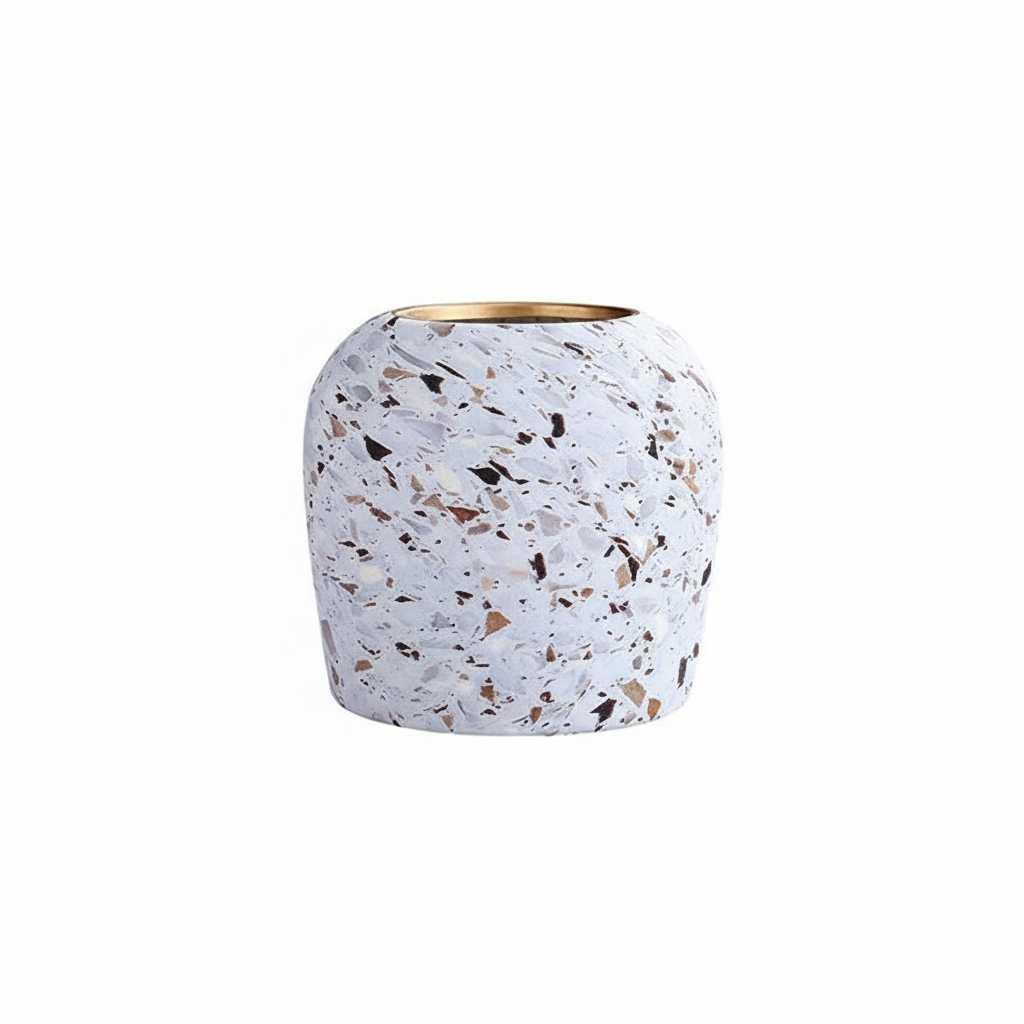 Witte Terrazzo Vaas | Keramische Designvaas voor Bloemen