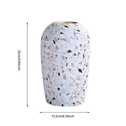 Witte Terrazzo Vaas | Keramische Designvaas voor Bloemen 0