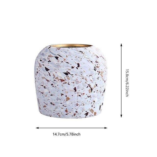 Witte Terrazzo Vaas | Keramische Designvaas voor Bloemen 6